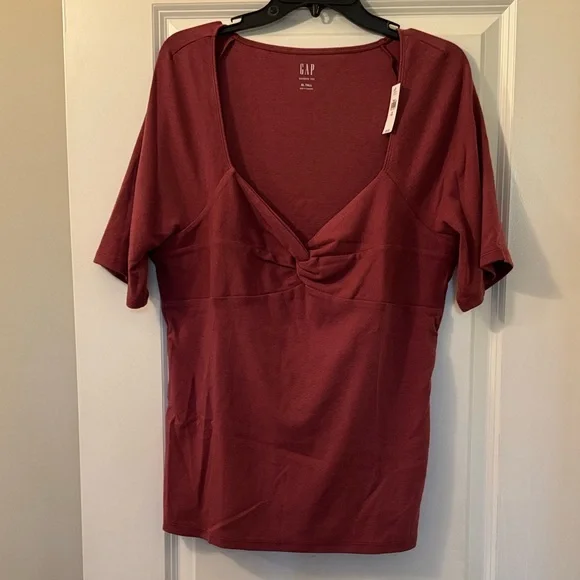 NWT GAP Modern Twist Front Sweetheart Tshirt XL Tall in Dry Rose Pink - Picture 2 of 5